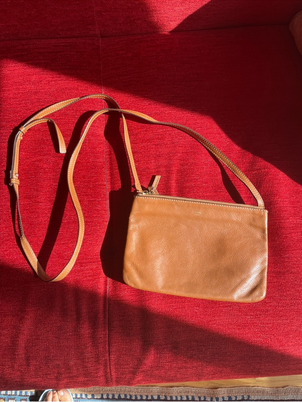 Celine Trio Cognac Leather Crossbody Bag